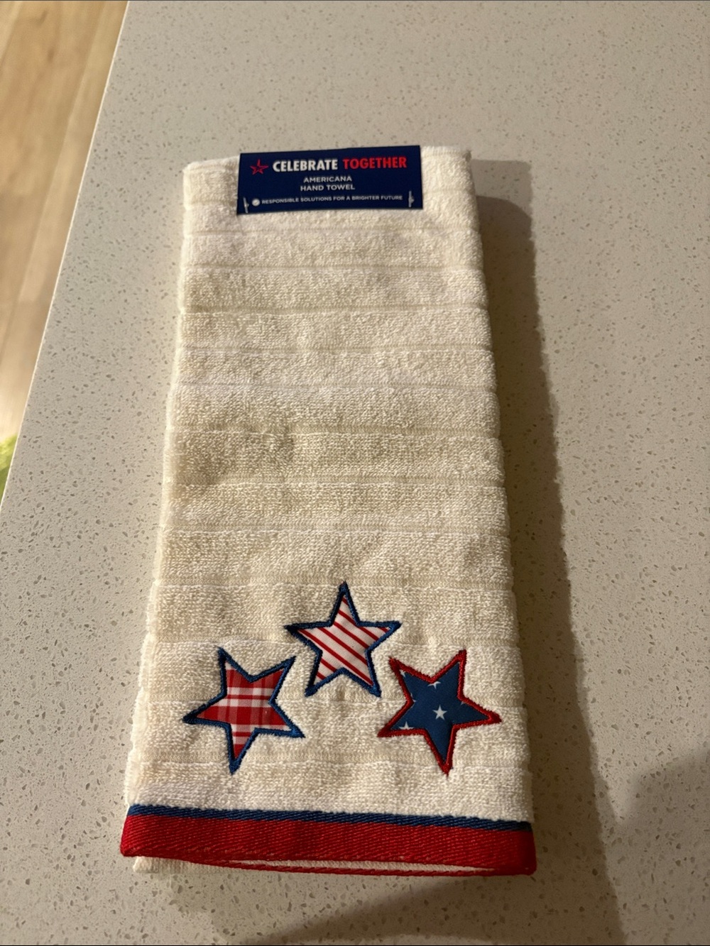 Celebrate Together Americana Cream Cotton Kitchen Towel with Stars
